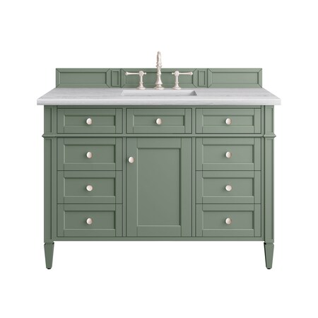 James Martin Vanities Brittany 48in Single Vanity, Smokey Celadon w/ 3 CM Arctic Fall Top 650-V48-SC-3AF